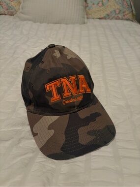 TNA Camouflage Baseball Hat with Orange Embroidered Logo